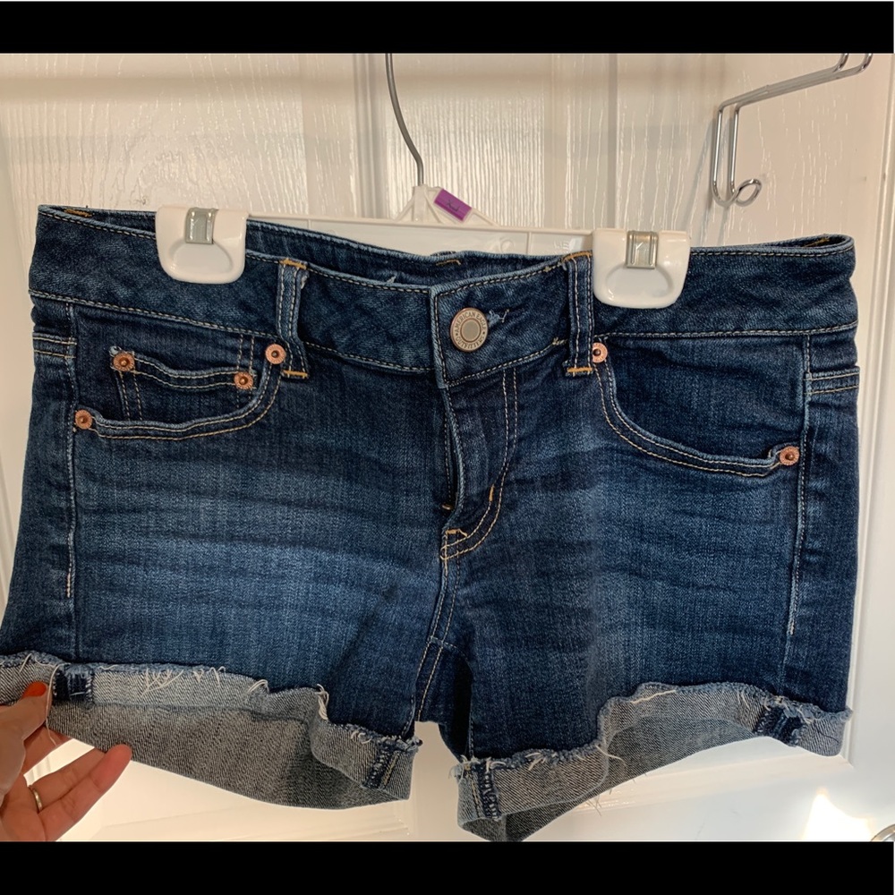 Low rise denim shortie shorts